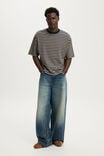 Cropped Fit T-Shirt, HAZLENUT / VINTAGE NAVY STRIPE - example image 2