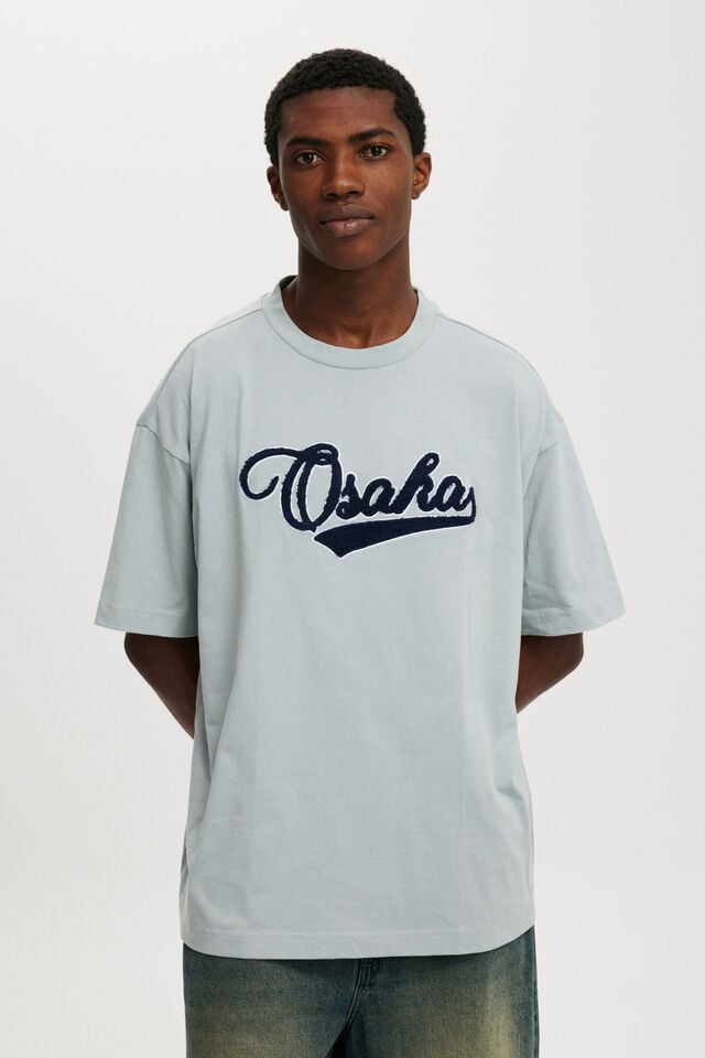 Box Fit College T-Shirt, BLUE HAZE/OSAKA SCRIPT