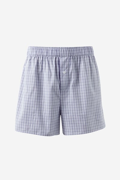 Mens Boxer Short, BLUE/MICRO CHECK