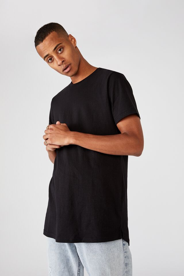 Essential Longline Scoop T-Shirt, BLACK