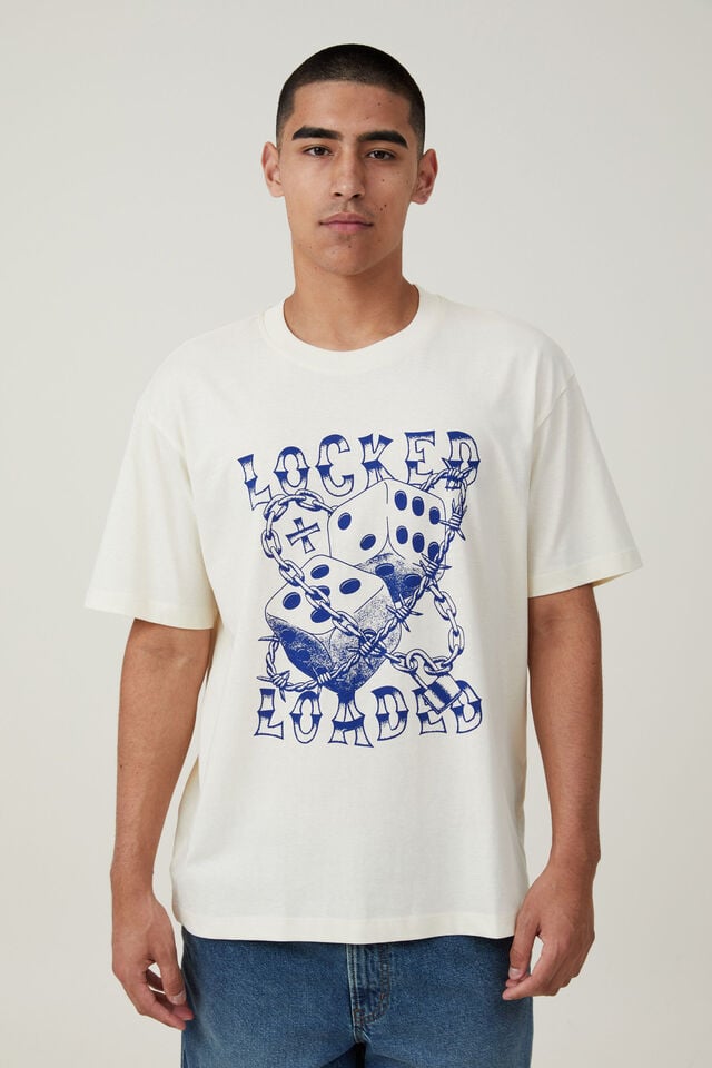Loose Fit Art T-Shirt, CREAM PUFF / LOCKED AND LOADED