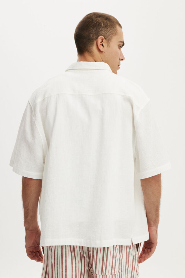 Boxy Fit Short Sleeve Shirt, WHITE