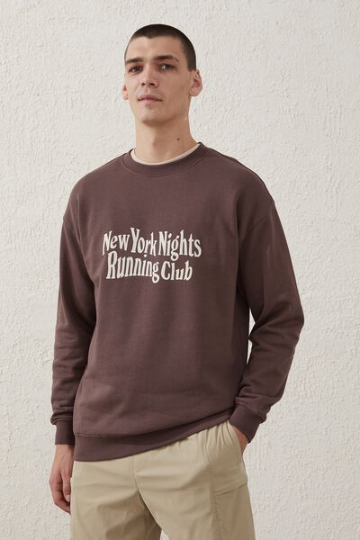 Active Graphic Crew Fleece, WASHED CHOCOLATE / NEW YORK NIGHTS RUNNING CL