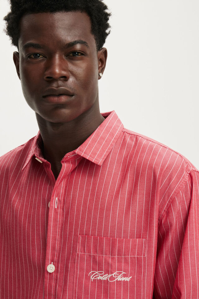 Bedford Long Sleeve Shirt, RED STRIPE