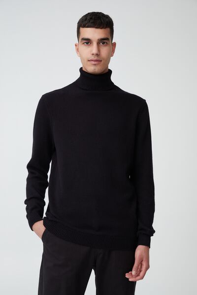 Roll Neck Sweater, BLACK