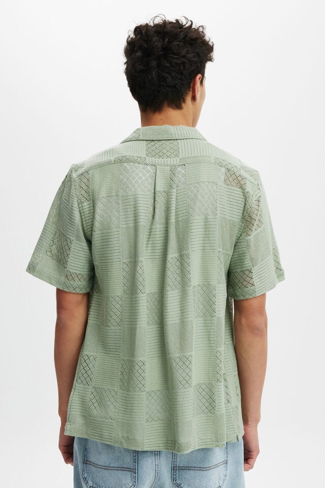 Palma Short Sleeve Shirt, SAGE GRID PATTERN
