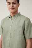 Linen Short Sleeve Shirt, SAGE - alternate image 4