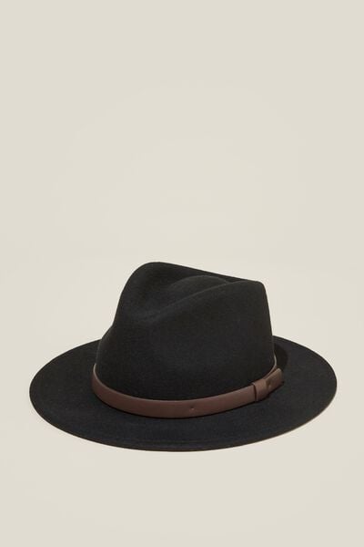 Chapéu - Wide Brim Felt Hat, BLACK