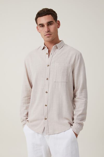 Portland Long Sleeve Shirt, STONE CHEESECLOTH