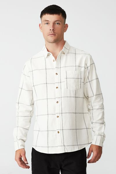 Camden Long Sleeve Shirt, WHITE MINIMAL CHECK