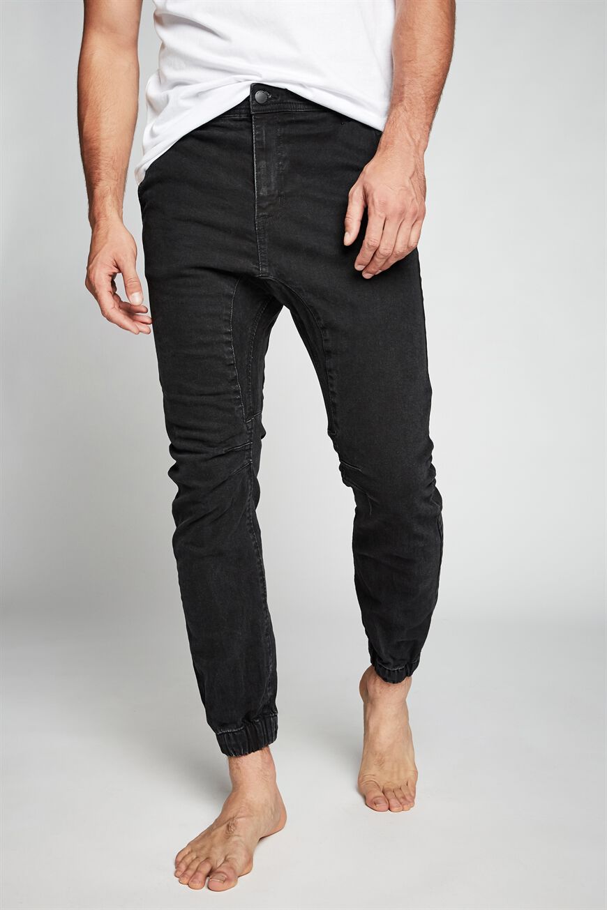 denim joggers black