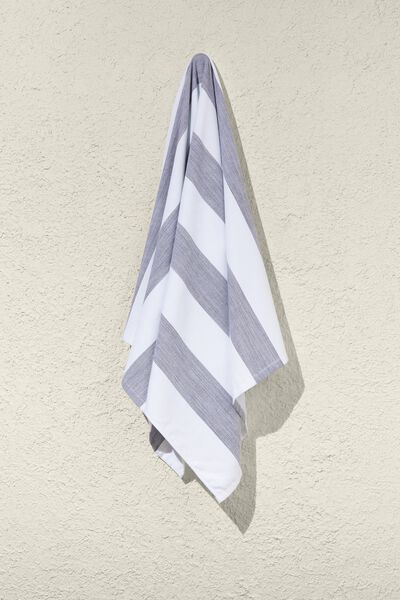 Beach Towel, NAVY/WHITE BOLD STRIPE