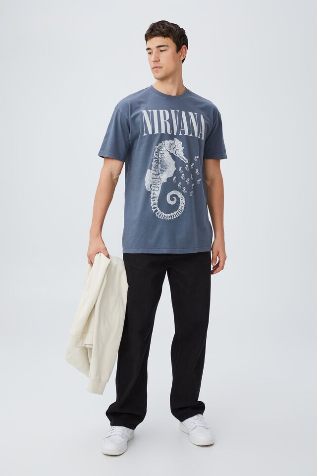 Special Edition T-Shirt, LCN MT DUSTY DENIM/NIRVANA - SEAHORSES