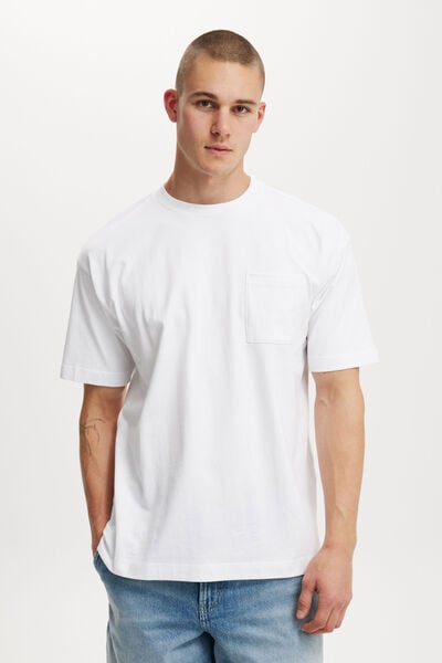 Box Fit Pocket T-Shirt, WHITE