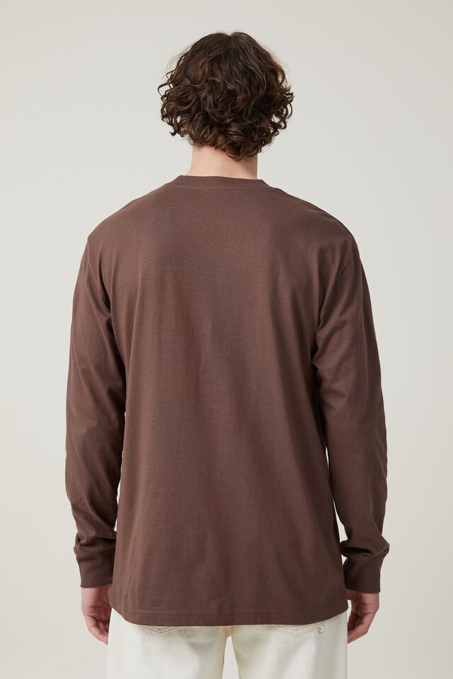 Loose Fit Long Sleeve Tshirt, WASHED CHOCOLATE