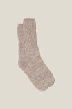 Chunky Knit Sock, BONE/PEACH/LAVENDER - alternate image 1