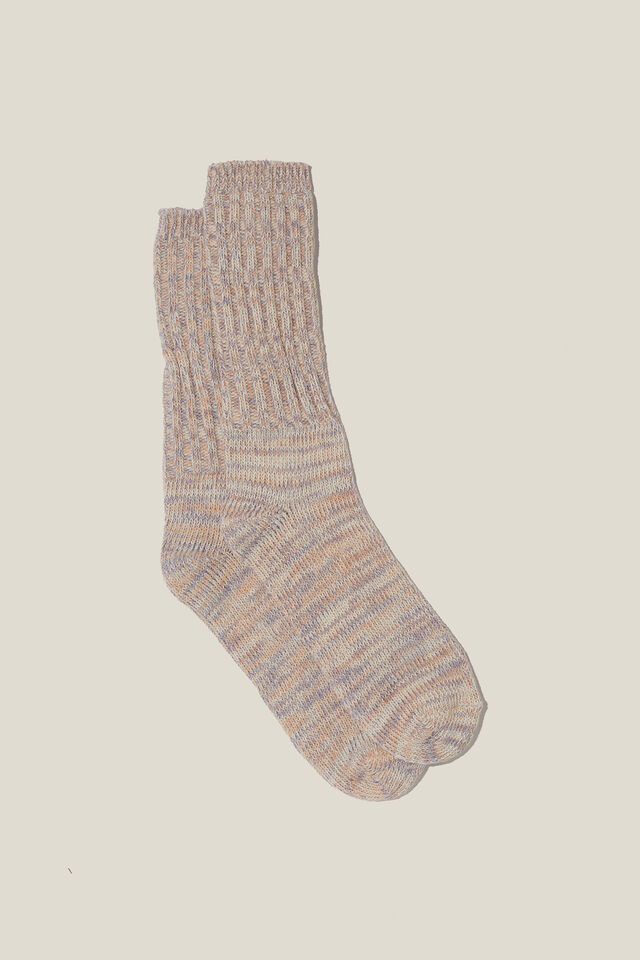 Chunky Knit Sock, BONE/PEACH/LAVENDER