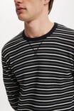 Chunky Waffle Long Sleeve Tshirt, BLACK/CHAR STRIPE - alternate image 4