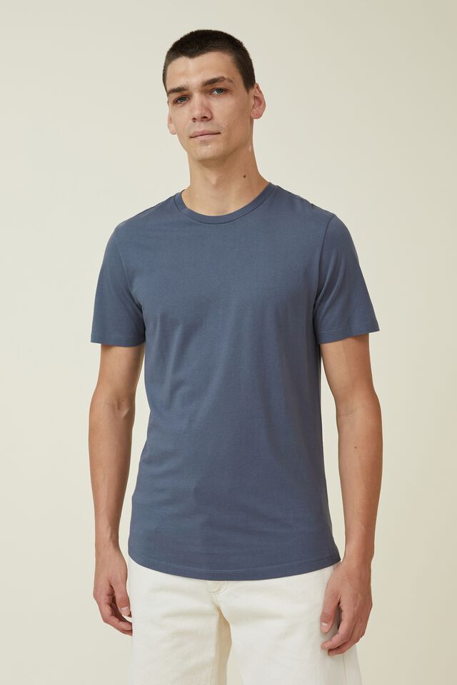 Organic Longline T-Shirt, DUSTY DENIM