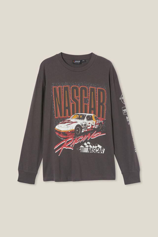 Nascar Long Sleeve T-Shirt, LCN NAS FADED SLATE/LOGO BLAST