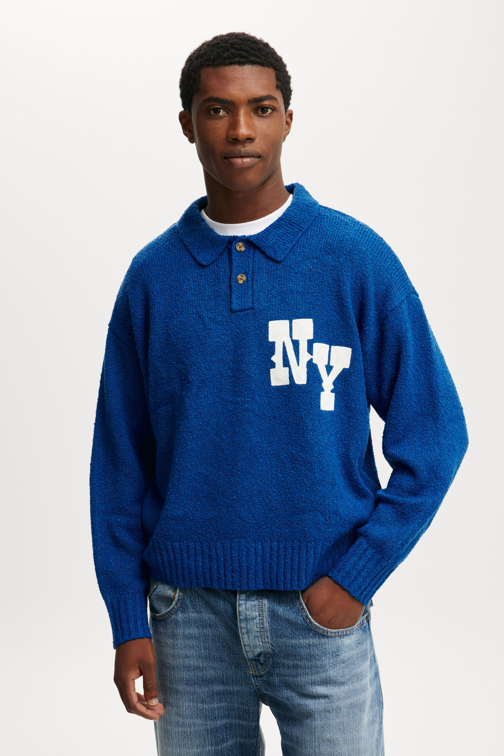 Men's Blue Boxy Rugby Polo | Cotton On United States