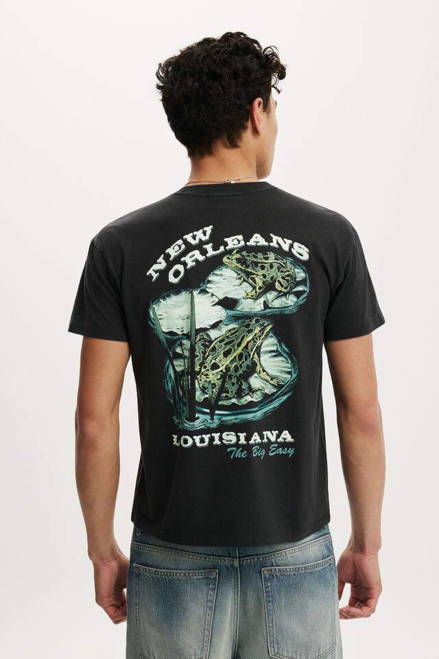 Fitted Graphic T-Shirt, WASHED BLACK / THE BIG EASY