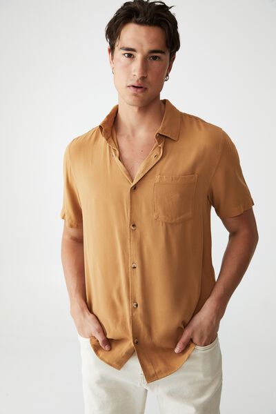 Cuban Short Sleeve Shirt, DIJON