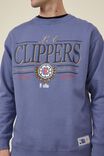 Active Nba Oversized Crew Fleece, LCN NBA BLUE FLINT / LA CLIPPERS TEXT - alternate image 4