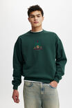 Box Fit Graphic Crew Sweater, PINE NEEDLE GREEN / MIND GARDEN PARIS - alternate image 1