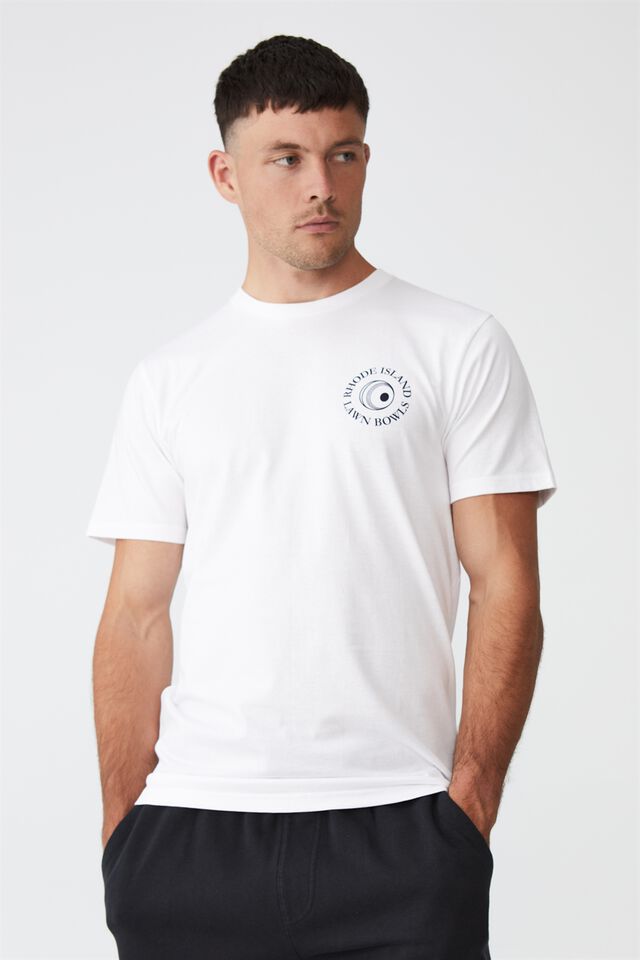 Tbar Sport T-Shirt, WHITE/RHODE ISLAND LAWN BOWLS