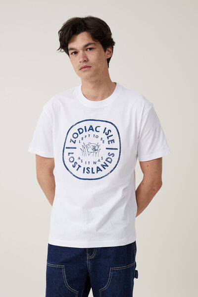 Camiseta - Premium Loose Fit Art T-Shirt, WHITE/LOST ISLANDS