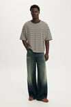 Cropped Fit T-Shirt, OAT / BITTER BROWN STRIPE - example image 2