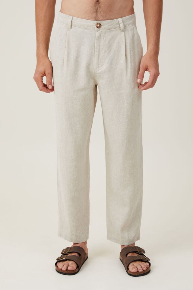 Linen Pleat Pant, OATMEAL