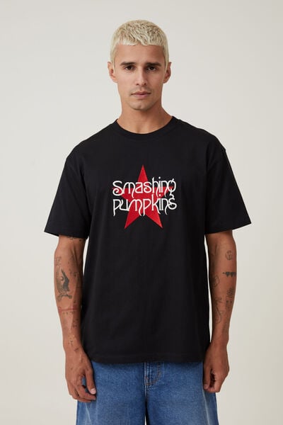 Premium Loose Fit Music T-Shirt, LCN MT BLACK / SMASHING PUMPKINS - STAR LOGO