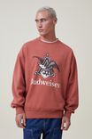 Budweiser Oversized Crew Sweater, LCN BUD BRUSCHETTA RED/A & EAGLE - alternate image 1