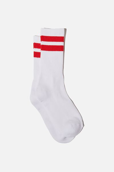 Meias - Essential Active Sock, WHITE/RED SPORT STRIPE