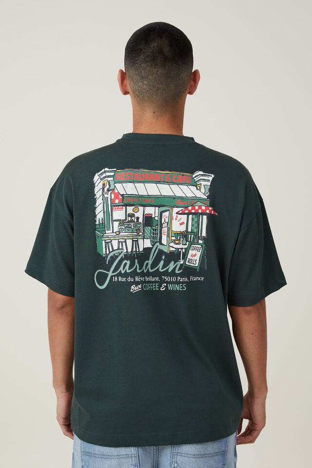 Box Fit Graphic T-Shirt, PINE NEEDLE GREEN/JARDIN COFFEE
