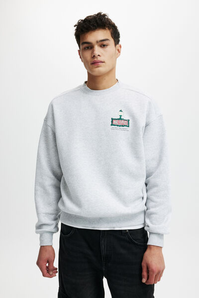 Box Fit Graphic Crew Sweater, GREY MARLE / THE METRO