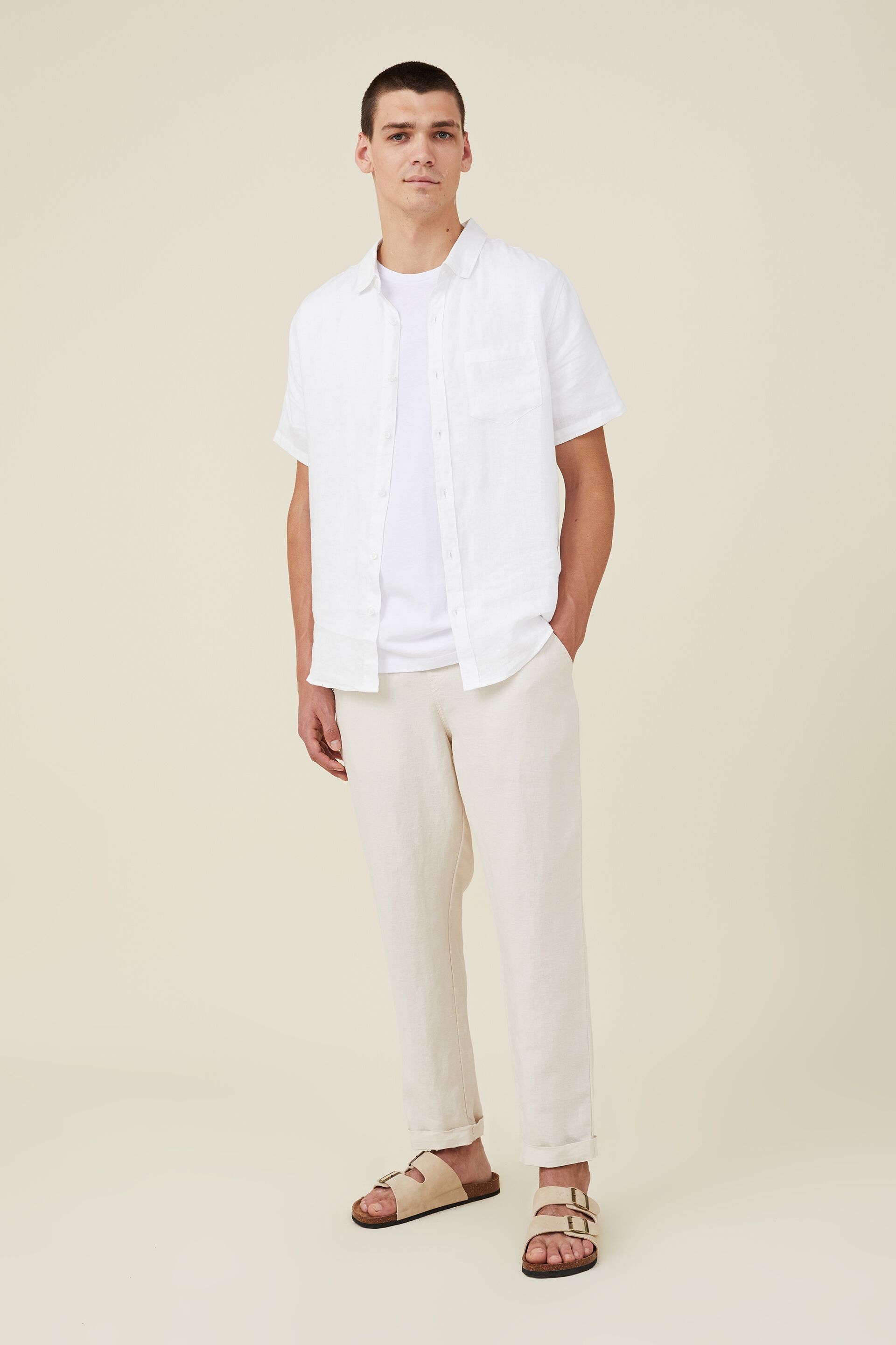 oatmeal linen pants