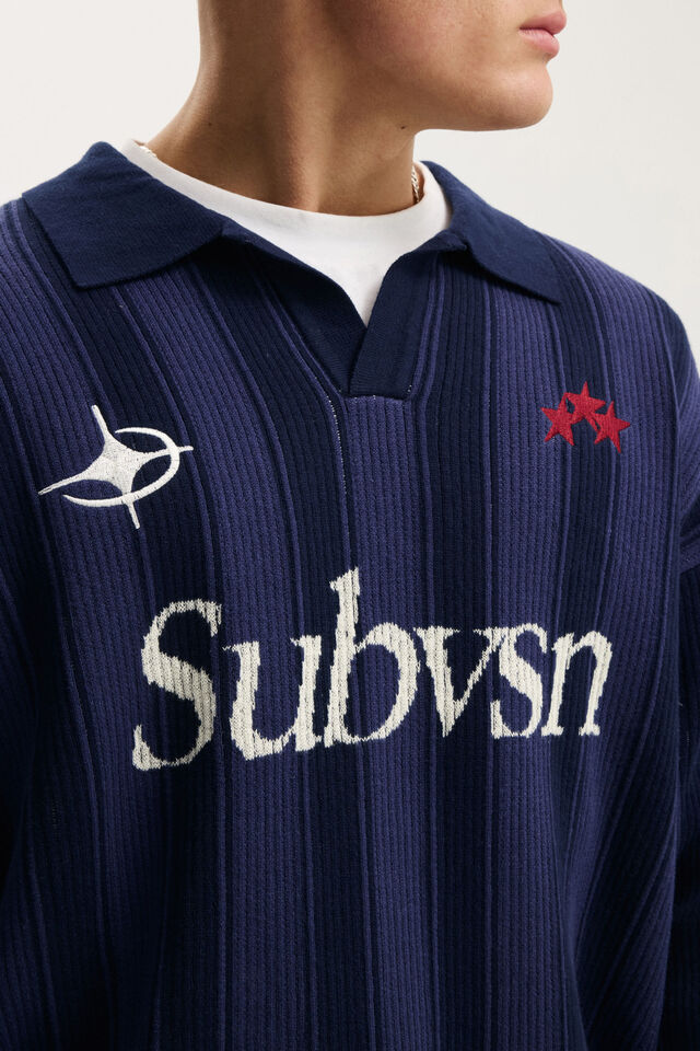 Box Fit Rugby Polo, NAVY STRIPE