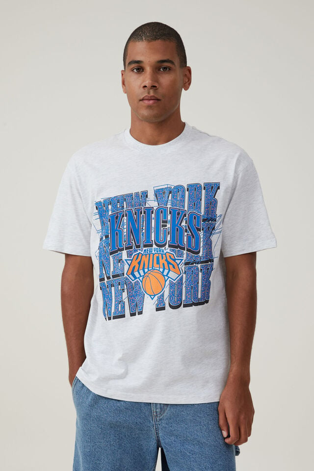New York Knicks Nba Loose Fit T-Shirt, LCN NBA WHITE MARLE/KNICKS-VINTAGE COU