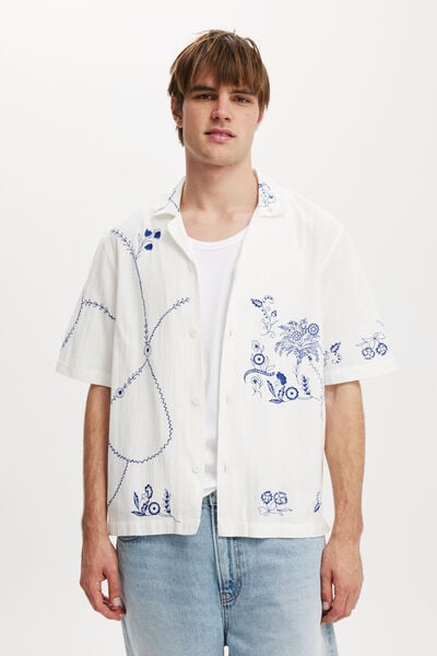 Cabana Short Sleeve Shirt, WHITE FLORAL