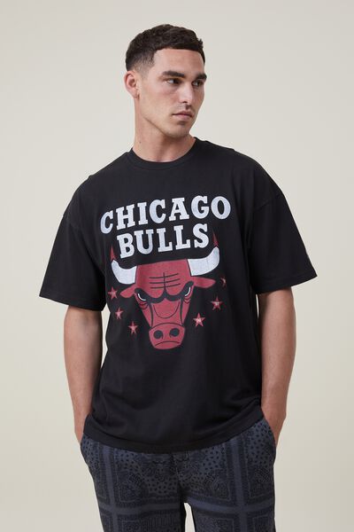 Nba Oversized Vintage T-Shirt, LCN NBA WASHED BLACK/CHICAGO BULLS