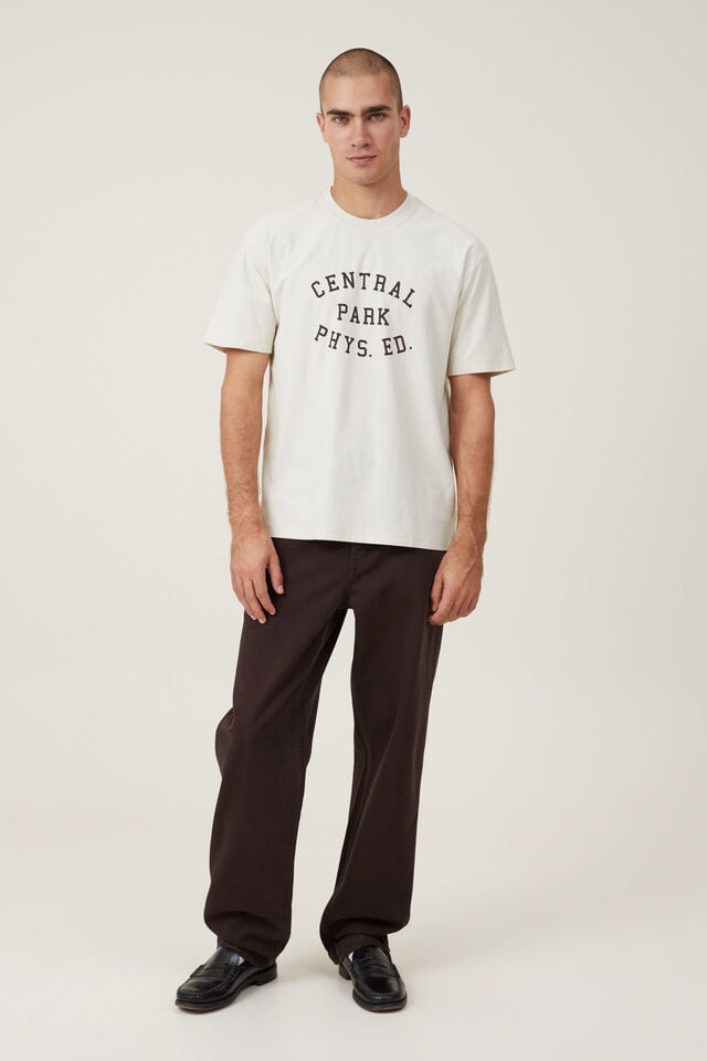 Loose Fit College T-Shirt, BONE/CENTRAL PARK PHYS ED