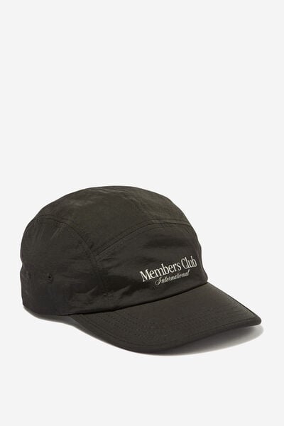 Nylon 5 Panel Hat, BLACK/MEMBERS CLUB