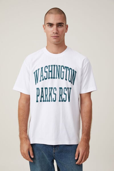 Loose Fit College T-Shirt, WHITE / WASHINGTON PARKS