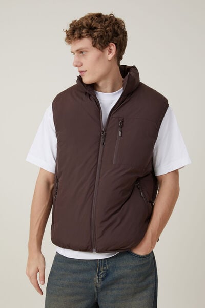 Jaqueta - Recycled Puffer Spray Vest, CIGAR BROWN