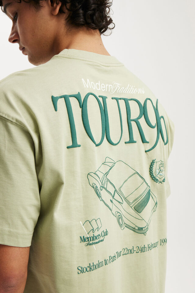 Box Fit Graphic T-Shirt, GREEN TEA/TOUR 96