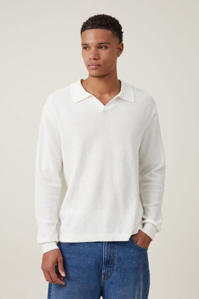 Camiseta - Jimmy Long Sleeve Polo, VINTAGE WHITE