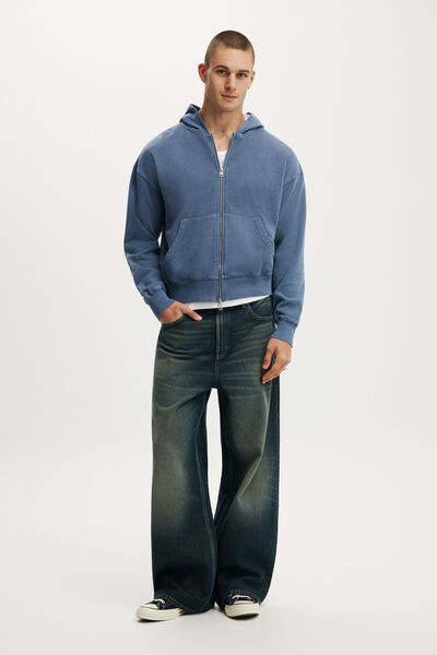 Zip Up Hoodie, BLUE SLATE WASH